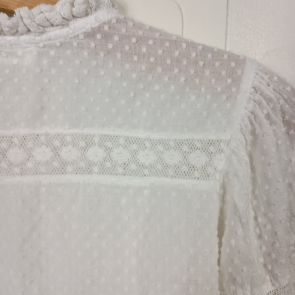 Love Shack Fancy Rochelle Top Small White Lace Puffy Long Sleeve Boho Whimsical - Picture 4 of 11